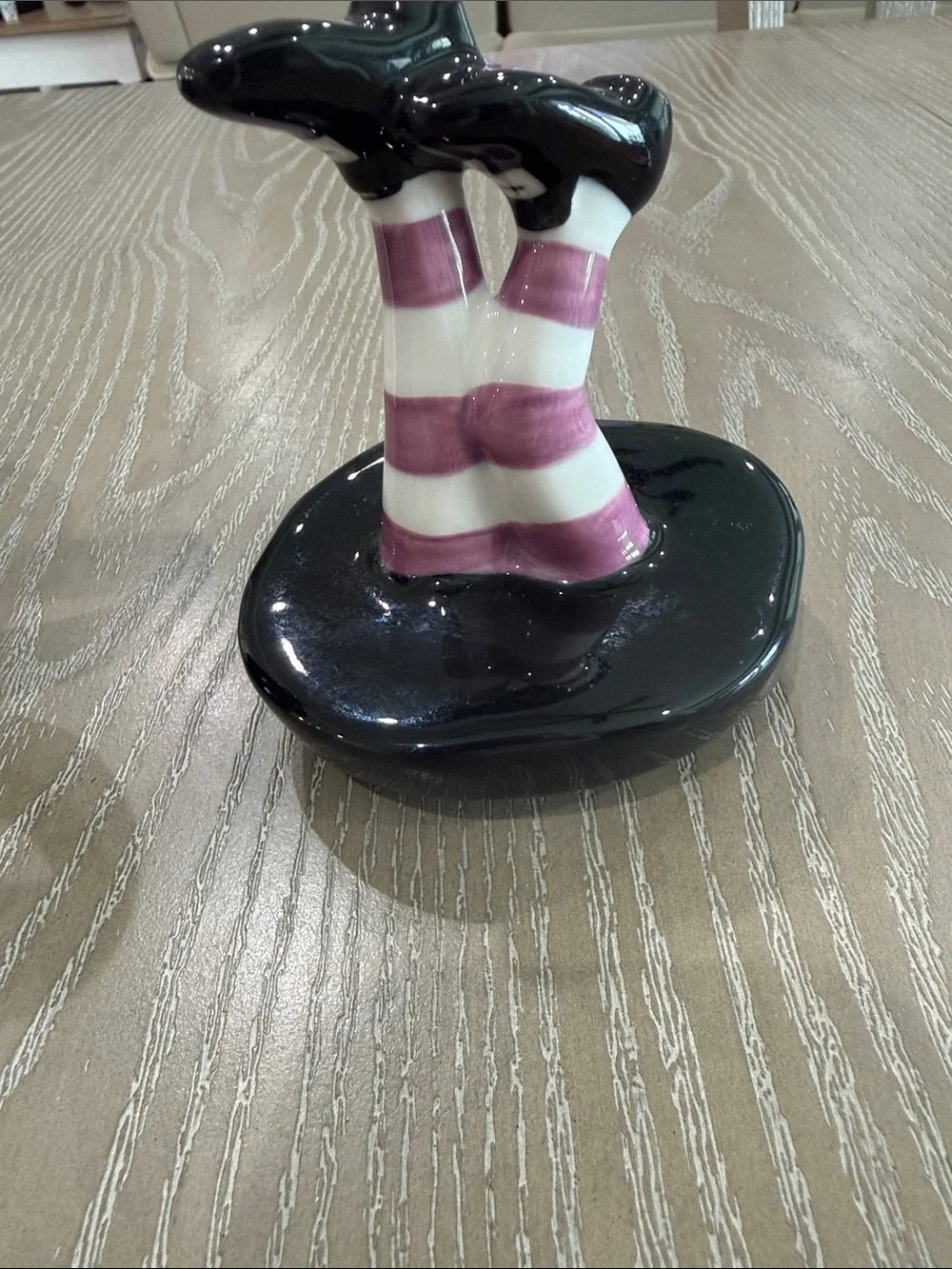 Rae Dunn Black 'Drink Up Witches' Mug with Purple-Striped Witch Leg Lid